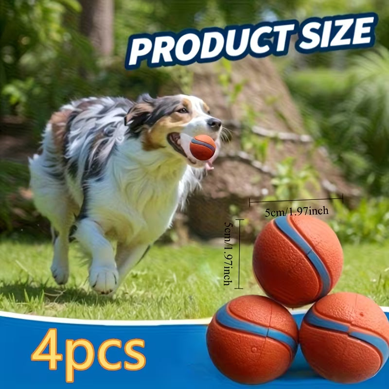 Upgraded 4pcs Heavy-Duty Rubber Dog Chew Balls